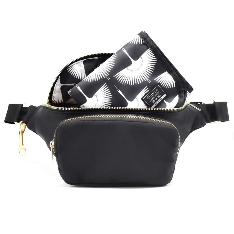 Ditty Co Store . - Lanikai -Small Diaper Bag - Fanny Pack - Portable Changing Pad - Crossbody Bags For Women - Baby Wipe Holder - Baby Travel Essentials (True Black) - Image 1